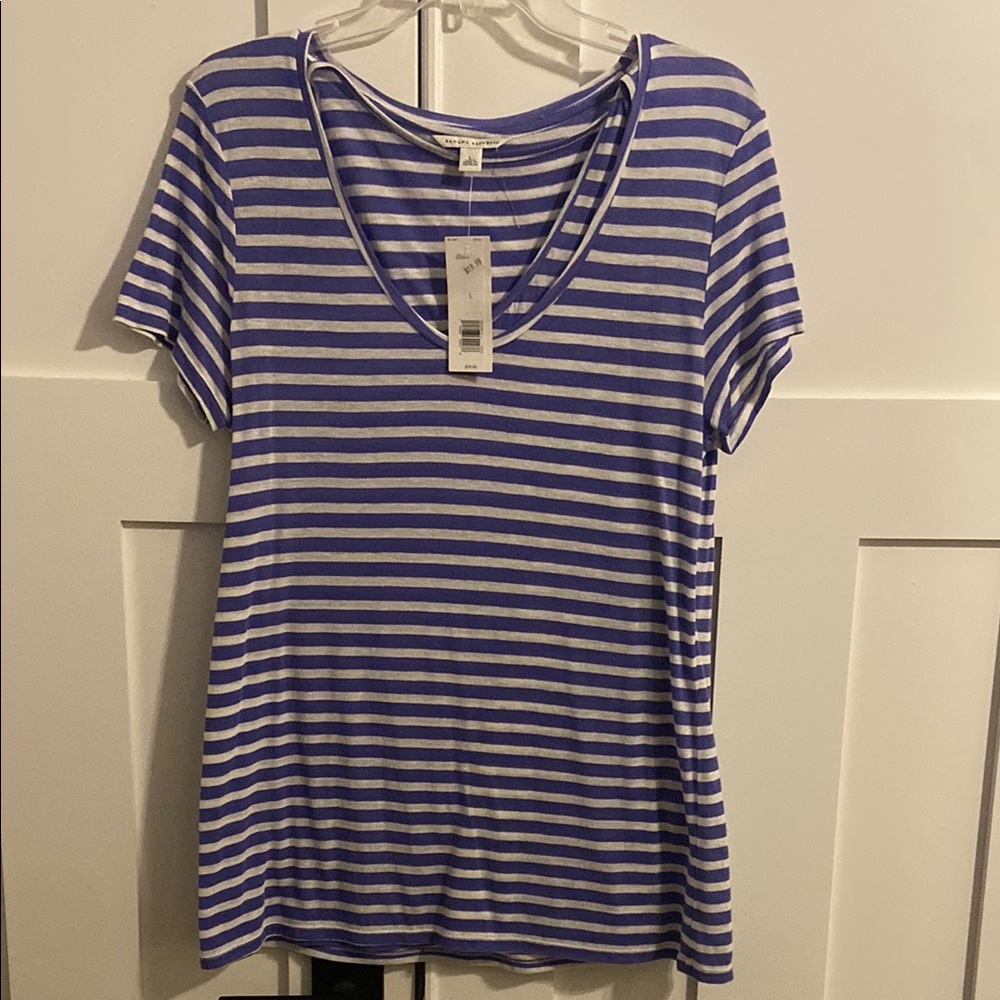 Banana Republic Purple and Grey Short Sleeve Relaxed Tee